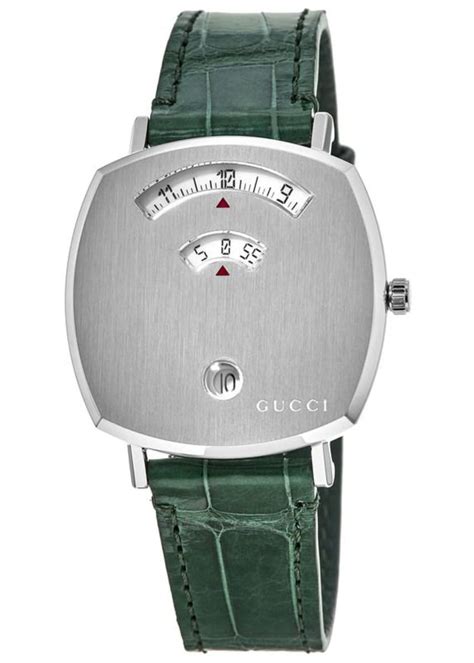 gucci grip watch green|Gucci Grip Stainless Steel & Green Leather Strap Watch on .